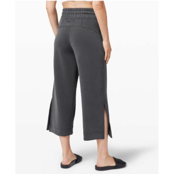 Lululemon Soft Ambitions Wide Leg High Rise Crop Pants Sz 12 Gray Soft Comfort - Picture 2 of 10